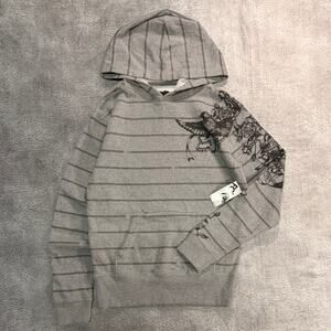 NWT Fox Graphic Striped Pullover Hoodie